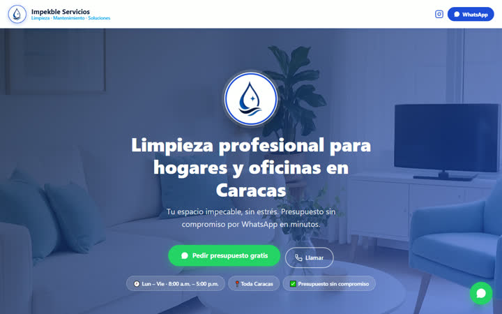 Captura del sitio de Impekble
