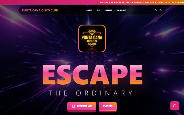 Captura del sitio de Punta Cana Disco Club