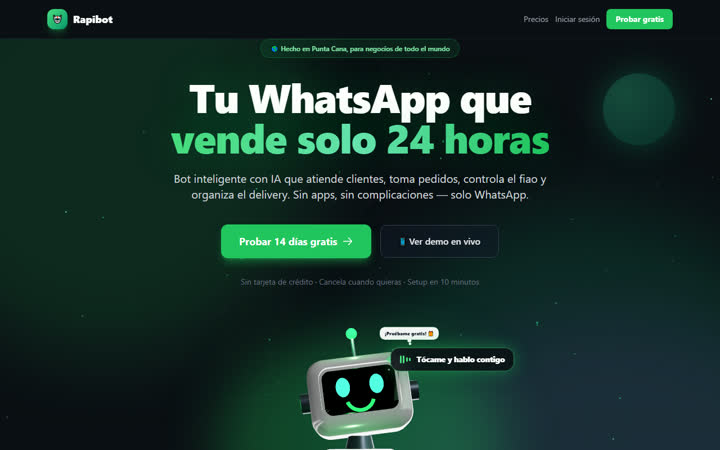 Captura del sitio de Rapibot